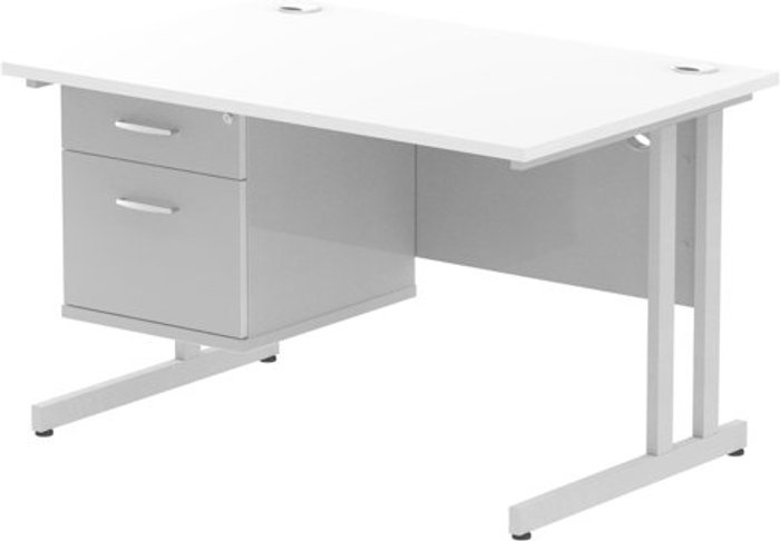 Office Monster | Impulse Impulse 1200 Rectangle Silver Cant Leg Desk WHITE 1 x 2 Drawer Fixed Ped Impulse Impulse 1200 Rectangle Silver Cant Leg Desk WHITE 1 x 2 Drawer Fixed Ped