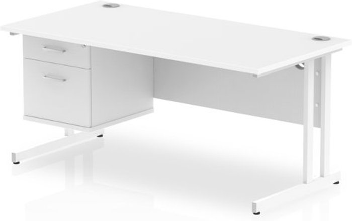 Office Monster | Impulse Impulse 1600 Rectangle White Cant Leg Desk WHITE 1 x 2 Drawer Fixed Ped Impulse Impulse 1600 Rectangle White Cant Leg Desk WHITE 1 x 2 Drawer Fixed Ped