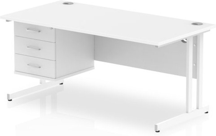 Office Monster | Impulse Impulse 1600 Rectangle White Cant Leg Desk WHITE 1 x 3 Drawer Fixed Ped Impulse Impulse 1600 Rectangle White Cant Leg Desk WHITE 1 x 3 Drawer Fixed Ped