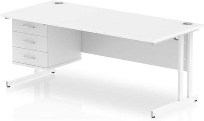 Office Monster | Impulse Impulse 1800 Rectangle White Cant Leg Desk WHITE 1 x 3 Drawer Fixed Ped Impulse Impulse 1800 Rectangle White Cant Leg Desk WHITE 1 x 3 Drawer Fixed Ped