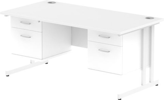 Office Monster | Impulse Impulse 1600 Rectangle White Cant Leg Desk WHITE 2 x 2 Drawer Fixed Ped Impulse Impulse 1600 Rectangle White Cant Leg Desk WHITE 2 x 2 Drawer Fixed Ped