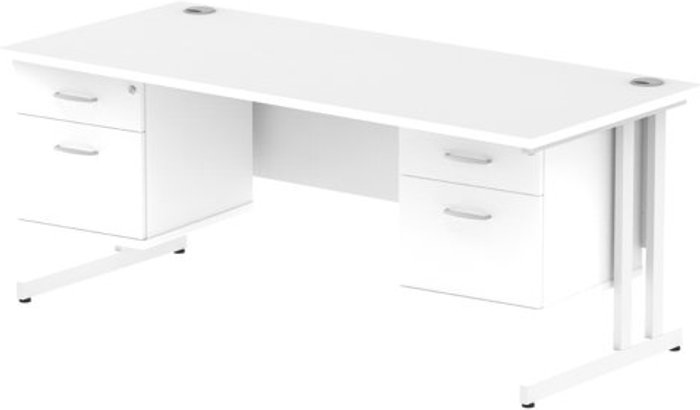 Office Monster | Impulse Impulse 1800 Rectangle White Cant Leg Desk WHITE 2 x 2 Drawer Fixed Ped Impulse Impulse 1800 Rectangle White Cant Leg Desk WHITE 2 x 2 Drawer Fixed Ped