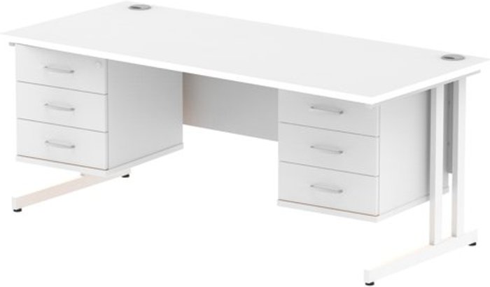 Office Monster | Impulse Impulse 1800 Rectangle White Cant Leg Desk WHITE 2 x 3 Drawer Fixed Ped Impulse Impulse 1800 Rectangle White Cant Leg Desk WHITE 2 x 3 Drawer Fixed Ped