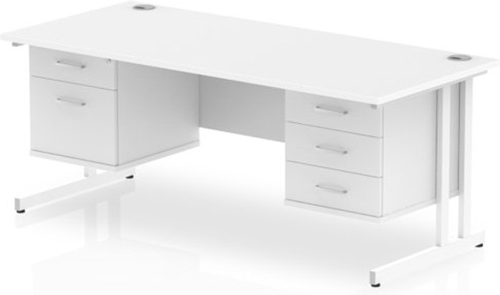 Office Monster | Impulse Impulse 1800 Rectangle White Cant Leg Desk WHITE 1 x 2 Drawer 1 x 3 Drawer Fixed Ped Impulse Impulse 1800 Rectangle White Cant Leg Desk WHITE 1 x 2 Drawer 1 x 3 Drawer Fixed Ped