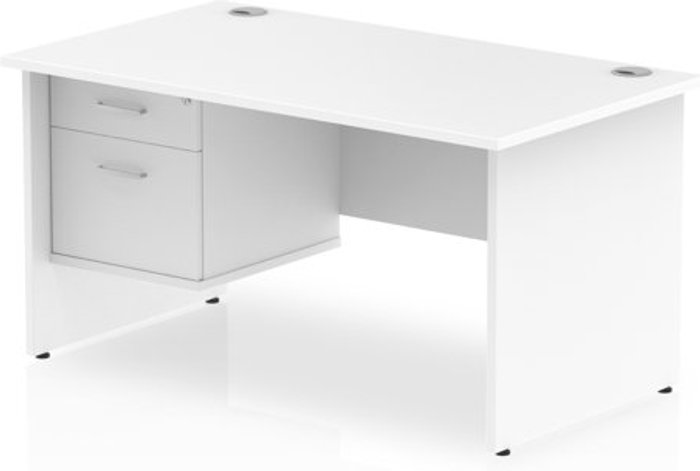 Office Monster | Impulse Impulse 1400 Rectangle Panel End Leg Desk WHITE 1 x 2 Drawer Fixed Ped Impulse Impulse 1400 Rectangle Panel End Leg Desk WHITE 1 x 2 Drawer Fixed Ped