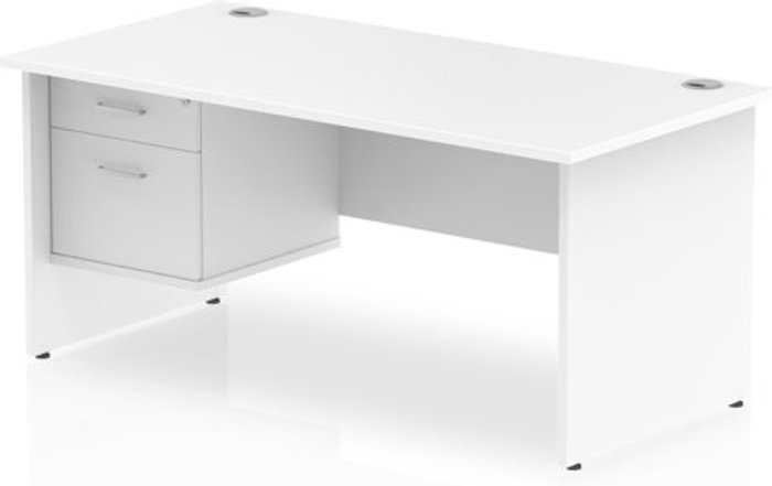 Office Monster | Impulse Impulse 1600 Rectangle Panel End Leg Desk WHITE 1 x 2 Drawer Fixed Ped Impulse Impulse 1600 Rectangle Panel End Leg Desk WHITE 1 x 2 Drawer Fixed Ped