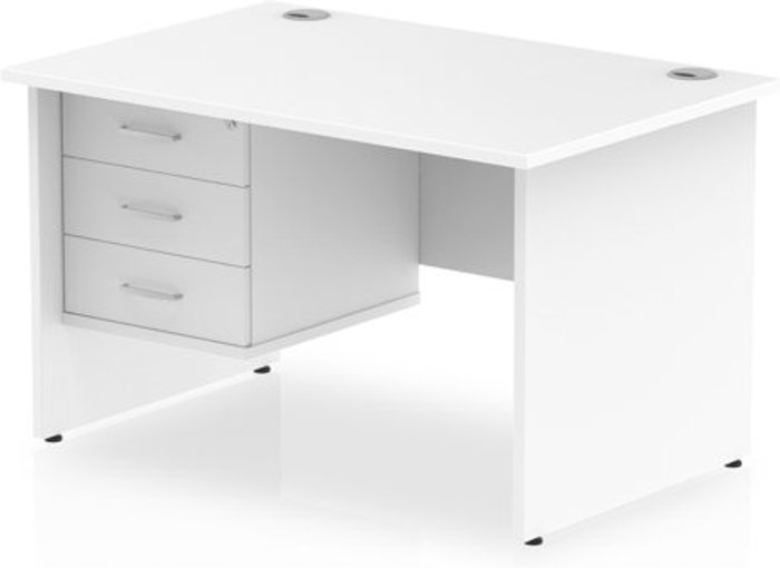 Office Monster | Impulse Impulse 1200 Rectangle Panel End Leg Desk WHITE 1 x 3 Drawer Fixed Ped Impulse Impulse 1200 Rectangle Panel End Leg Desk WHITE 1 x 3 Drawer Fixed Ped