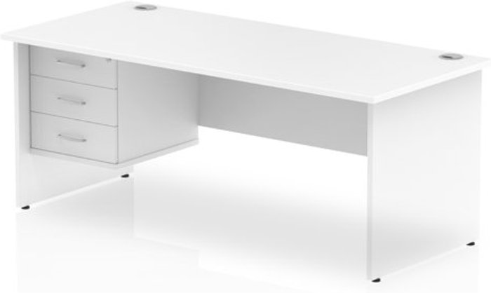 Office Monster | Impulse Impulse 1800 Rectangle Panel End Leg Desk WHITE 1 x 3 Drawer Fixed Ped Impulse Impulse 1800 Rectangle Panel End Leg Desk WHITE 1 x 3 Drawer Fixed Ped