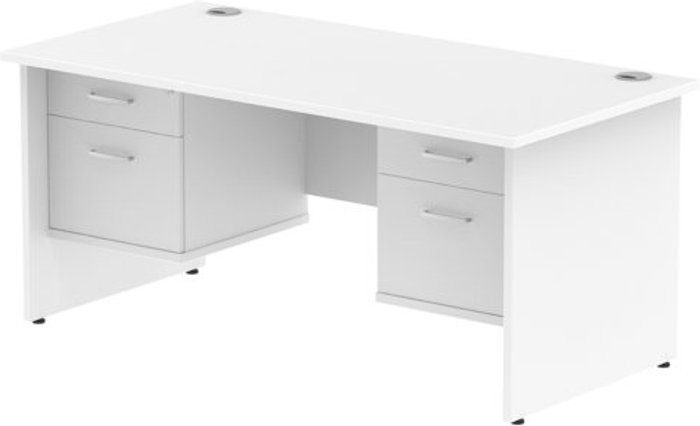 Office Monster | Impulse Impulse 1600 Rectangle Panel End Leg Desk WHITE 2 x 2 Drawer Fixed Ped Impulse Impulse 1600 Rectangle Panel End Leg Desk WHITE 2 x 2 Drawer Fixed Ped