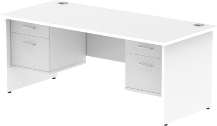 Office Monster | Impulse Impulse 1800 Rectangle Panel End Leg Desk WHITE 2 x 2 Drawer Fixed Ped Impulse Impulse 1800 Rectangle Panel End Leg Desk WHITE 2 x 2 Drawer Fixed Ped
