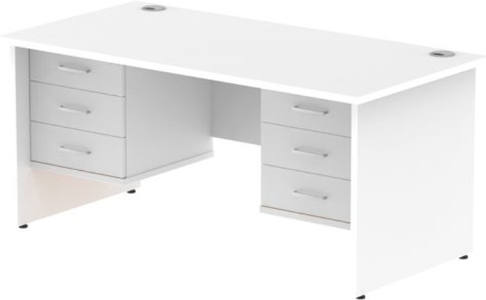 Office Monster | Impulse Impulse 1600 Rectangle Panel End Leg Desk WHITE 2 x 3 Drawer Fixed Ped Impulse Impulse 1600 Rectangle Panel End Leg Desk WHITE 2 x 3 Drawer Fixed Ped