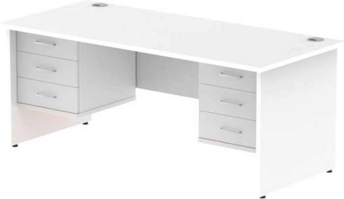 Office Monster | Impulse Impulse 1800 Rectangle Panel End Leg Desk WHITE 2 x 3 Drawer Fixed Ped Impulse Impulse 1800 Rectangle Panel End Leg Desk WHITE 2 x 3 Drawer Fixed Ped