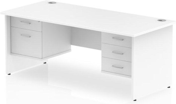 Office Monster | Impulse Impulse 1800 Rectangle Panel End Leg Desk WHITE 1 x 2 Drawer 1 x 3 Drawer Fixed Ped Impulse Impulse 1800 Rectangle Panel End Leg Desk WHITE 1 x 2 Drawer 1 x 3 Drawer Fixed Ped