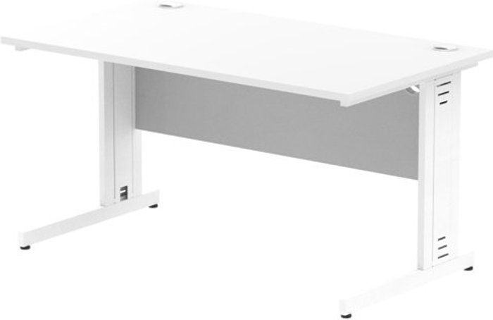 Office Monster | Impulse Impulse 1400/800 Rectangle White Cable Managed Leg Desk White Impulse Impulse 1400/800 Rectangle White Cable Managed Leg Desk White