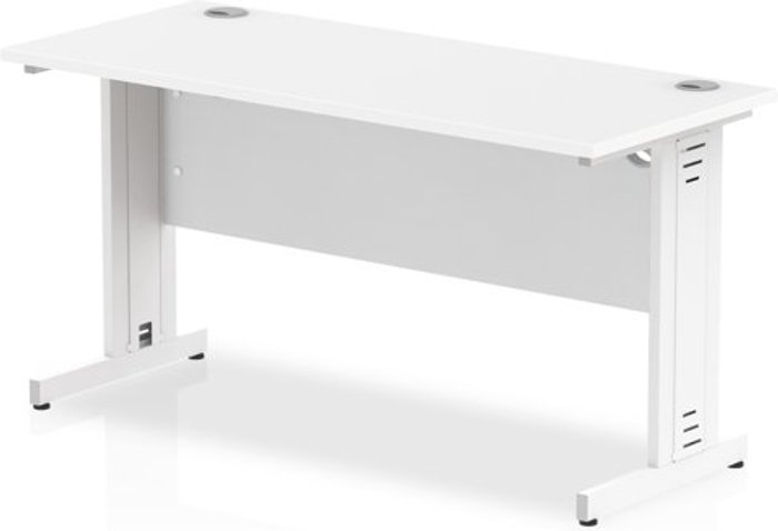 Office Monster | Impulse Impulse 1400/600 Rectangle White Cable Managed Leg Desk White Impulse Impulse 1400/600 Rectangle White Cable Managed Leg Desk White