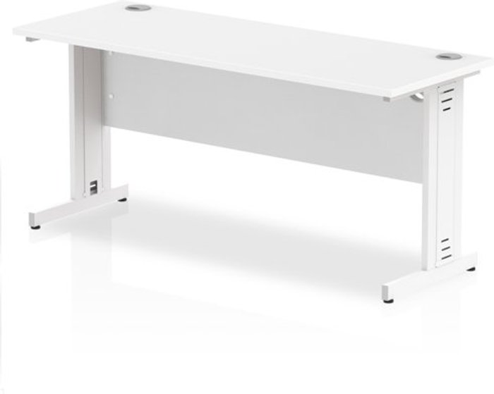 Office Monster | Impulse Impulse 1600/600 Rectangle White Cable Managed Leg Desk White Impulse Impulse 1600/600 Rectangle White Cable Managed Leg Desk White