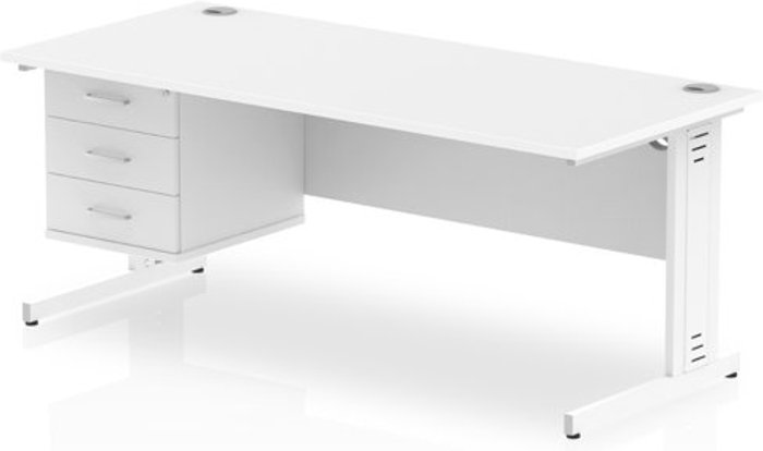 Office Monster | Impulse Impulse 1800 Rectangle White Cable Managed Leg Desk WHITE 1 x 3 Drawer Fixed Ped Impulse Impulse 1800 Rectangle White Cable Managed Leg Desk WHITE 1 x 3 Drawer Fixed Ped