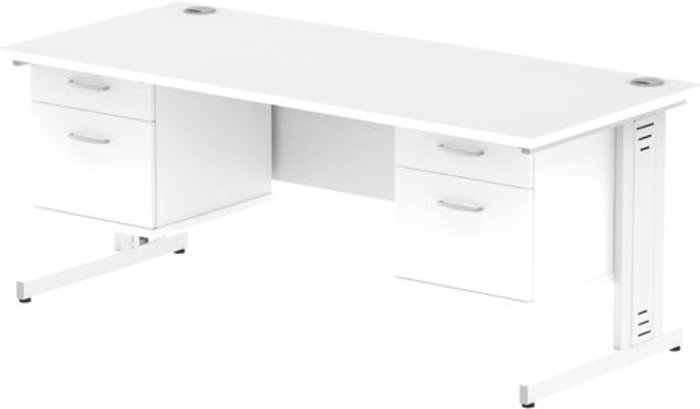 Office Monster | Impulse Impulse 1800 Rectangle White Cable Managed Leg Desk WHITE 2 x 2 Drawer Fixed Ped Impulse Impulse 1800 Rectangle White Cable Managed Leg Desk WHITE 2 x 2 Drawer Fixed Ped
