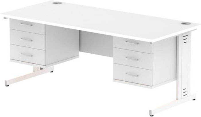 Office Monster | Impulse Impulse 1800 Rectangle White Cable Managed Leg Desk WHITE 2 x 3 Drawer Fixed Ped Impulse Impulse 1800 Rectangle White Cable Managed Leg Desk WHITE 2 x 3 Drawer Fixed Ped