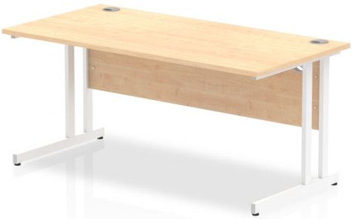 Office Monster | Impulse Impulse 1600/800 Rectangle White Cantilever Leg Desk Maple Impulse Impulse 1600/800 Rectangle White Cantilever Leg Desk Maple