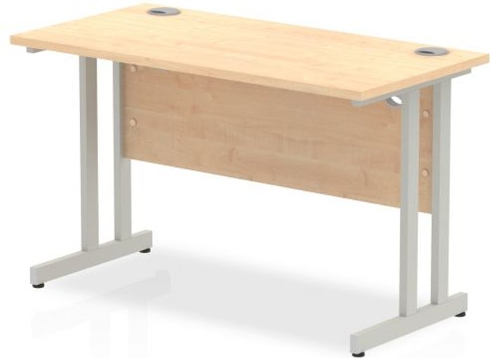 Office Monster | Impulse Impulse 1200/600 Rectangle Silver Cantilever Leg Desk Maple Impulse Impulse 1200/600 Rectangle Silver Cantilever Leg Desk Maple