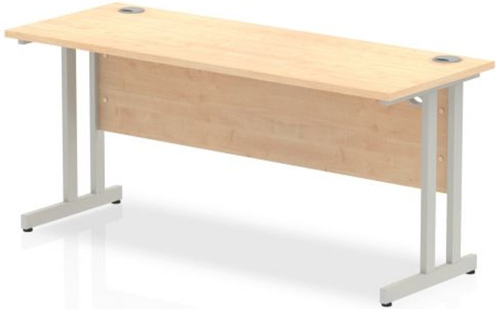 Office Monster | Impulse Impulse 1600/600 Rectangle Silver Cantilever Leg Desk Maple Impulse Impulse 1600/600 Rectangle Silver Cantilever Leg Desk Maple