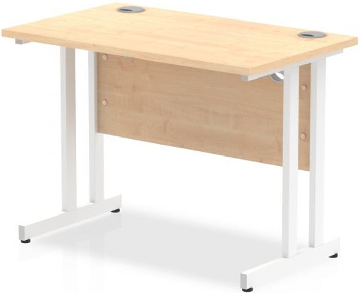 Office Monster | Impulse Impulse 1000/600 Rectangle White Cantilever Leg Desk Maple Impulse Impulse 1000/600 Rectangle White Cantilever Leg Desk Maple