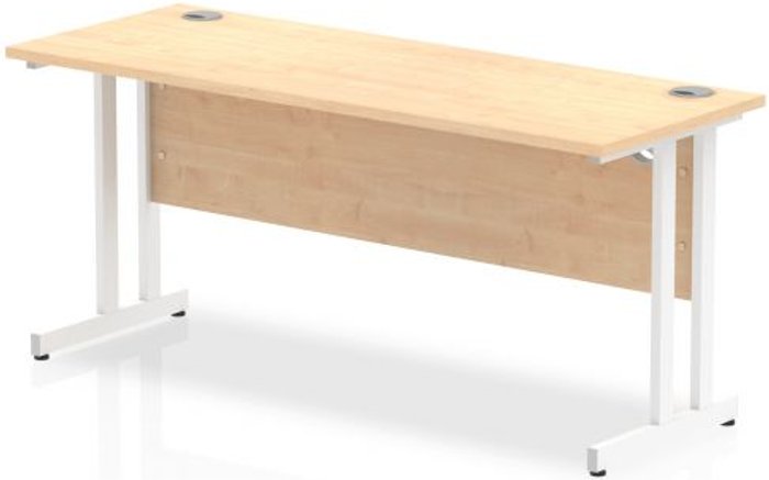 Office Monster | Impulse Impulse 1600/600 Rectangle White Cantilever Leg Desk Maple Impulse Impulse 1600/600 Rectangle White Cantilever Leg Desk Maple