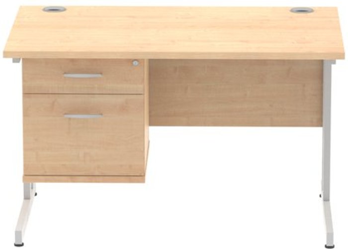 Office Monster | Impulse Impulse 1200 Rectangle Silver Cant Leg Desk MAPLE 1 x 2 Drawer Fixed Ped Impulse Impulse 1200 Rectangle Silver Cant Leg Desk MAPLE 1 x 2 Drawer Fixed Ped