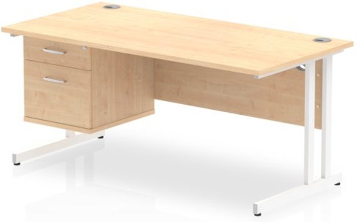 Office Monster | Impulse Impulse 1600 Rectangle White Cant Leg Desk MAPLE 1 x 2 Drawer Fixed Ped Impulse Impulse 1600 Rectangle White Cant Leg Desk MAPLE 1 x 2 Drawer Fixed Ped