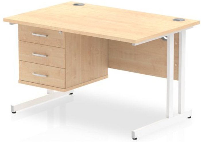 Office Monster | Impulse Impulse 1200 Rectangle White Cant Leg Desk MAPLE 1 x 3 Drawer Fixed Ped Impulse Impulse 1200 Rectangle White Cant Leg Desk MAPLE 1 x 3 Drawer Fixed Ped