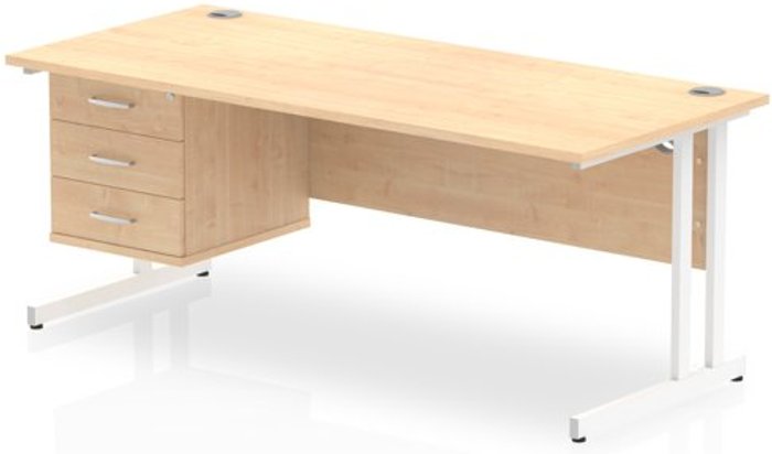 Office Monster | Impulse Impulse 1800 Rectangle White Cant Leg Desk MAPLE 1 x 3 Drawer Fixed Ped Impulse Impulse 1800 Rectangle White Cant Leg Desk MAPLE 1 x 3 Drawer Fixed Ped