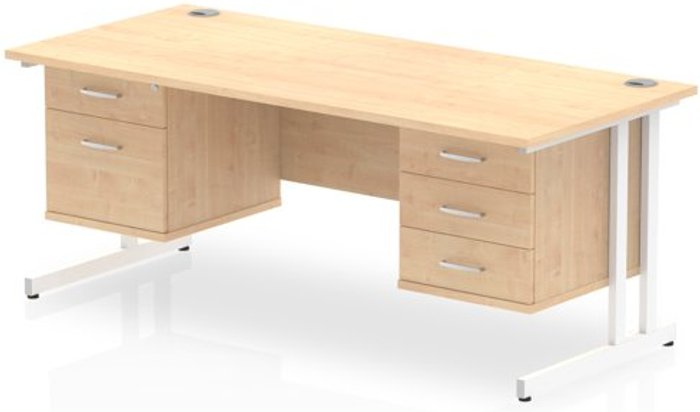 Office Monster | Impulse Impulse 1600 Rectangle White Cant Leg Desk MAPLE 1 x 2 Drawer 1 x 3 Drawer Fixed Ped Impulse Impulse 1600 Rectangle White Cant Leg Desk MAPLE 1 x 2 Drawer 1 x 3 Drawer Fixed Ped