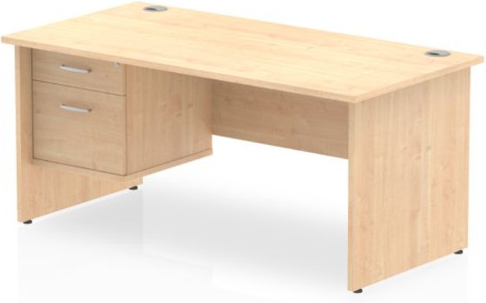Office Monster | Impulse Impulse 1600 Rectangle Panel End Leg Desk MAPLE 1 x 2 Drawer Fixed Ped Impulse Impulse 1600 Rectangle Panel End Leg Desk MAPLE 1 x 2 Drawer Fixed Ped