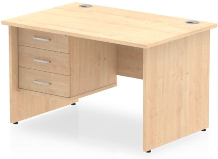 Office Monster | Impulse Impulse 1200 Rectangle Panel End Leg Desk MAPLE 1 x 3 Drawer Fixed Ped Impulse Impulse 1200 Rectangle Panel End Leg Desk MAPLE 1 x 3 Drawer Fixed Ped