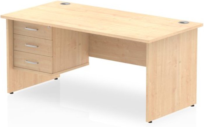 Office Monster | Impulse Impulse 1600 Rectangle Panel End Leg Desk MAPLE 1 x 3 Drawer Fixed Ped Impulse Impulse 1600 Rectangle Panel End Leg Desk MAPLE 1 x 3 Drawer Fixed Ped
