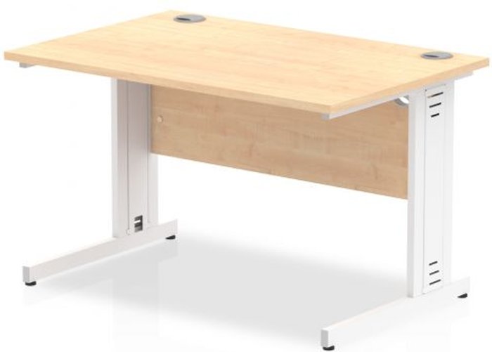 Office Monster | Impulse Impulse 1200/800 Rectangle White Cable Managed Leg Desk Maple Impulse Impulse 1200/800 Rectangle White Cable Managed Leg Desk Maple