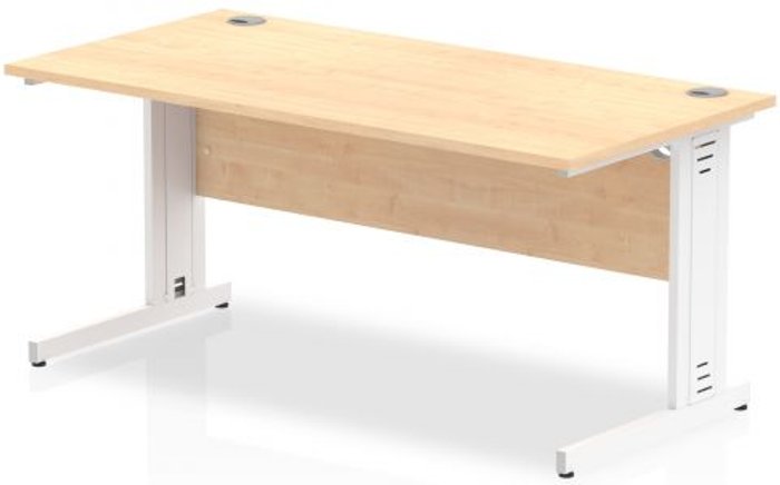 Office Monster | Impulse Impulse 1600/800 Rectangle White Cable Managed Leg Desk Maple Impulse Impulse 1600/800 Rectangle White Cable Managed Leg Desk Maple