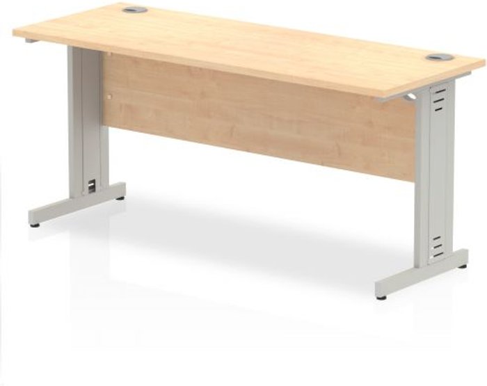 Office Monster | Impulse Impulse 1600/600 Rectangle Silver Cable Managed Leg Desk Maple Impulse Impulse 1600/600 Rectangle Silver Cable Managed Leg Desk Maple