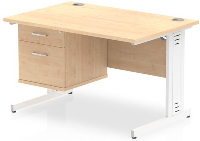 Office Monster | Impulse Impulse 1200 Rectangle White Cable Managed Leg Desk MAPLE 1 x 2 Drawer Fixed Ped Impulse Impulse 1200 Rectangle White Cable Managed Leg Desk MAPLE 1 x 2 Drawer Fixed Ped