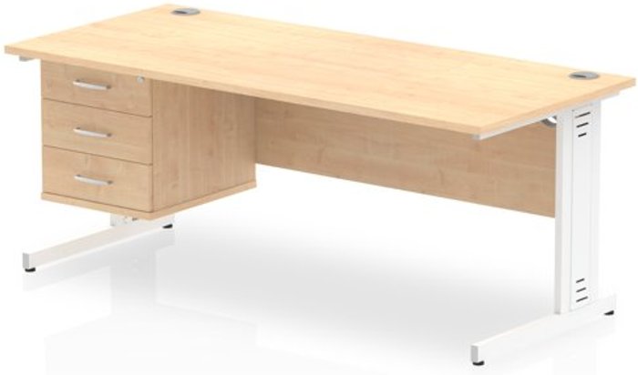Office Monster | Impulse Impulse 1800 Rectangle White Cable Managed Leg Desk MAPLE 1 x 3 Drawer Fixed Ped Impulse Impulse 1800 Rectangle White Cable Managed Leg Desk MAPLE 1 x 3 Drawer Fixed Ped