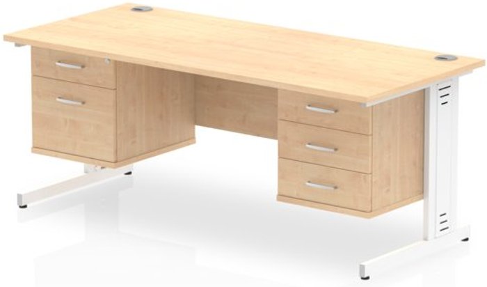 Office Monster | Impulse Impulse 1800 Rectangle White Cable Managed Leg Desk MAPLE 1 x 2 Drawer 1 x 3 Drawer Fixed Ped Impulse Impulse 1800 Rectangle White Cable Managed Leg Desk MAPLE 1 x 2 Drawer 1 x 3 Drawer Fixed Ped