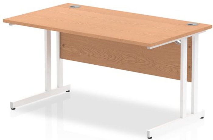 Office Monster | Impulse Impulse 1400/800 Rectangle White Cantilever Leg Desk Oak Impulse Impulse 1400/800 Rectangle White Cantilever Leg Desk Oak