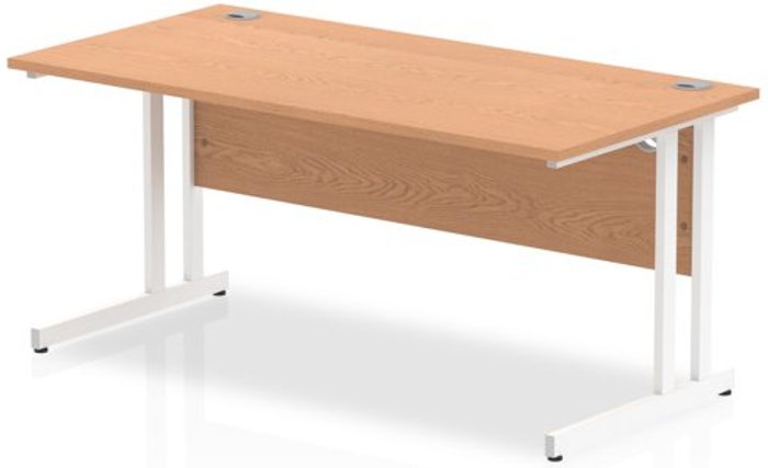 Office Monster | Impulse Impulse 1600/800 Rectangle White Cantilever Leg Desk Oak Impulse Impulse 1600/800 Rectangle White Cantilever Leg Desk Oak