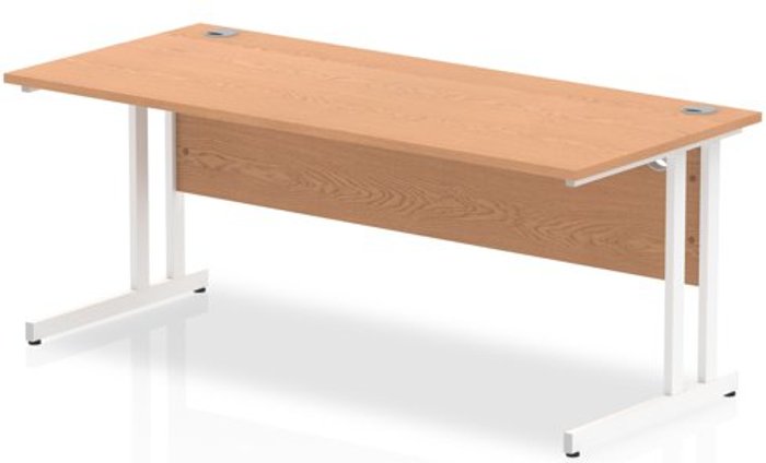 Office Monster | Impulse Impulse 1800/800 Rectangle White Cantilever Leg Desk Oak Impulse Impulse 1800/800 Rectangle White Cantilever Leg Desk Oak
