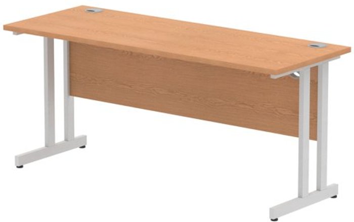 Office Monster | Impulse Impulse 1600/600 Rectangle Silver Cantilever Leg Desk Oak Impulse Impulse 1600/600 Rectangle Silver Cantilever Leg Desk Oak
