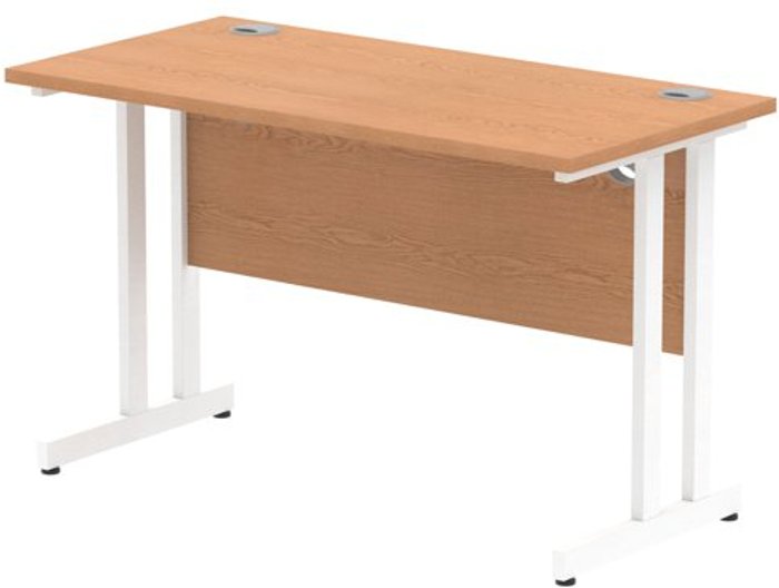 Office Monster | Impulse Impulse 1200/600 Rectangle White Cantilever Leg Desk Oak Impulse Impulse 1200/600 Rectangle White Cantilever Leg Desk Oak