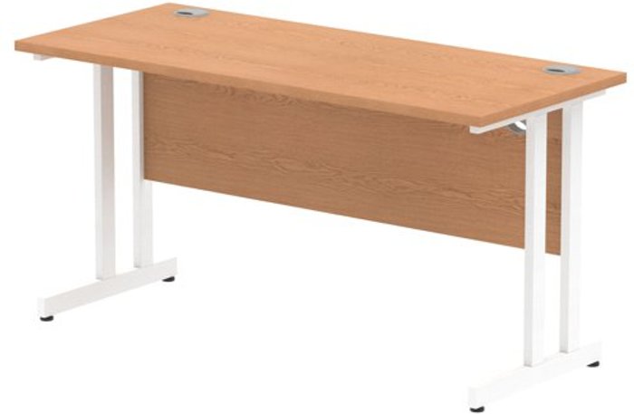 Office Monster | Impulse Impulse 1400/600 Rectangle White Cantilever Leg Desk Oak Impulse Impulse 1400/600 Rectangle White Cantilever Leg Desk Oak