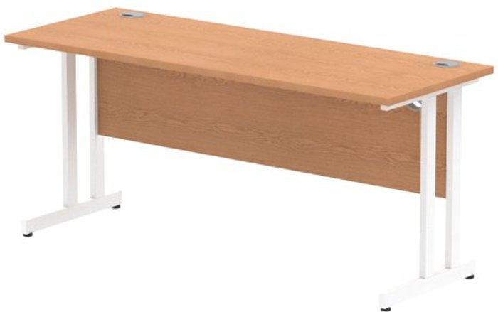 Office Monster | Impulse Impulse 1600/600 Rectangle White Cantilever Leg Desk Oak Impulse Impulse 1600/600 Rectangle White Cantilever Leg Desk Oak