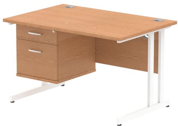Office Monster | Impulse Impulse 1200 Rectangle White Cant Leg Desk OAK 1 x 2 Drawer Fixed Ped Impulse Impulse 1200 Rectangle White Cant Leg Desk OAK 1 x 2 Drawer Fixed Ped